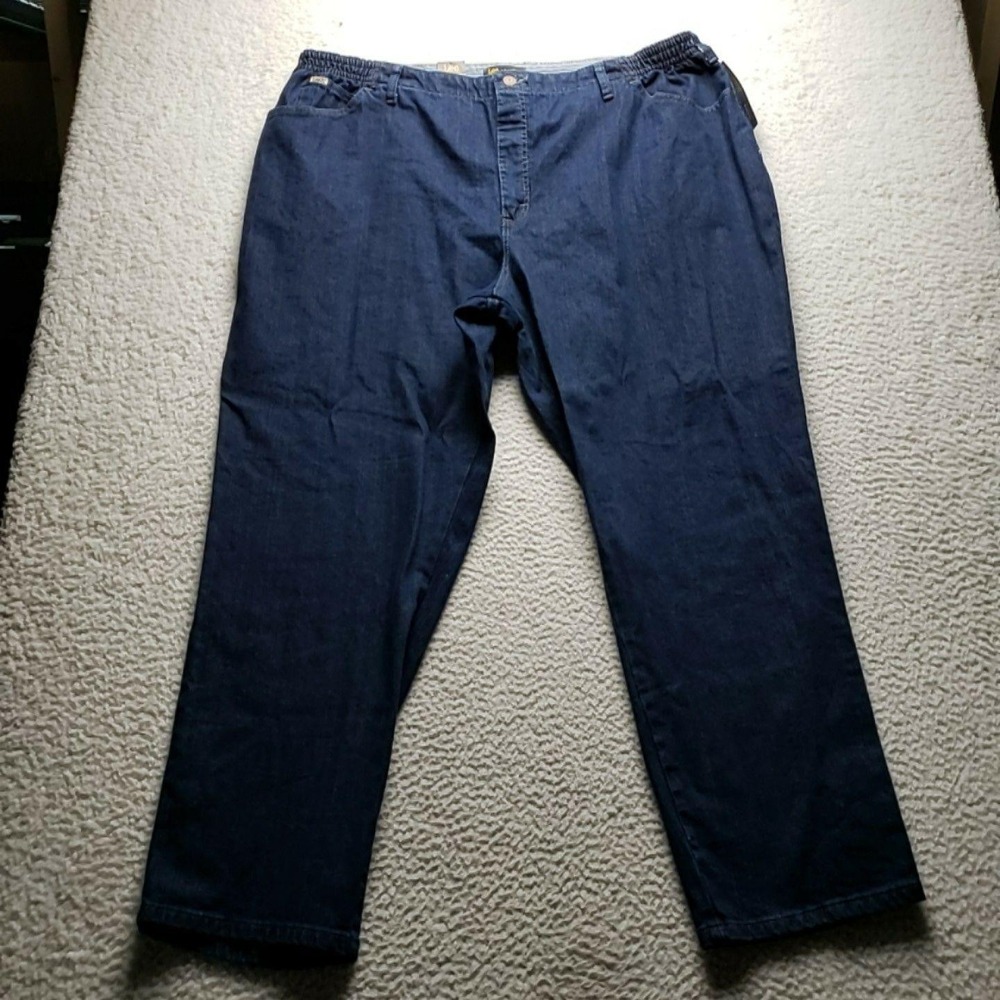 Lee Relaxed Fit Jeans Womens Plus 28W Blue Dark Wash Straight Stretch Denim